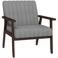 HOMCOM Mid Century Accent Chair, with Wooden Legs - Grey(m-11)