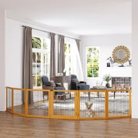 PawHut Hondenhek, Opvouwbaar, 432 x 36 x 70 cm, Dennenhout, Geel(m-2)