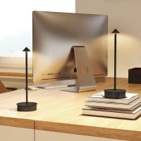 HOMCOM Juego de 2 Lámparas de Mesa LED Recargables con USB y Control Táctil y Luz Regulable Ø10x30 cm Negro(m-10)