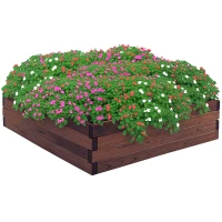 Outsunny 128L Wooden Raised Beds for Garden Planter Grow Containers For Outdoor Patio Plant Flower Vegetable 80L x 80W x 22.5H cm(m-1)
