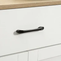 HOMCOM Dessert îlot de cuisine multi-rangements 1 tiroir 1 placard 2 portes avec étagère réglable porte-torchons et porte-épices - bois blanc(m-9)