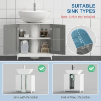 kleankin Modern Under Sink Cabinet with 2 Doors, Bathroom Vanity Unit, Pedestal Under Sink Design, Storage Cupboard with Adjustable Shelves, Grey(m-4)