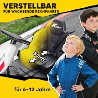 AIYAPLAY 24 V elektrische driftkart voor kinderen, tot 18 km/u, met driftfunctie, 2 motoren en verstelbare stoel, wit(m-7)