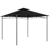 Outsunny 3 x 3 m Gazebo, Garden Gazebo with 2-Tier Roof, Metal Frame, Black(m-1)