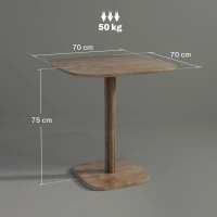 HOMCOM Table à manger pour 4 personne table de cuisine carrée style moderne avec plateau aspect bois, 70 x 70 cm, marron(m-3)