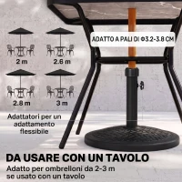 Outsunny Base per Ombrellone di 14kg per Pali da Ø32-38 mm, Metallo e Cemento, Ø46 cm, Nero(m-4)