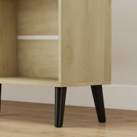 HOMCOM 10-Cube Bookcase, 3-Tier Book Shelf with Solid Wood Legs, 140 cm Modern Bookshelf with Anti-Tip Kit, Oak(m-10)