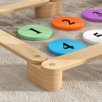 AIYAPLAY Poutre d'équilibre en bois pour enfants parcours de motricité modulable 6 pièces pour intérieur et extérieur naturel(m-9)
