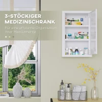 kleankin Medicijnkast, 3 Vakken, Afsluitbare Deur, Stevig Stalen Behuizing, Wit, 30 x 14 x 46 cm(m-5)