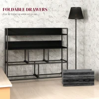 HOMCOM Rustic Chest of Five Fabric Drawers - Black(m-6)