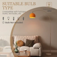 HOMCOM Floor Lamp for Living Room, Modern Standing Lamp with Shade & Foot Switch for Bedroom, Office, Orange(m-6)