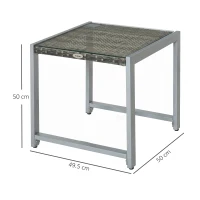 Outsunny Rattan End Table Side Coffee Desk Outdoor Patio Wicker Sofa Chat Garden Furniture(m-3)