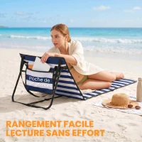 Outsunny Lot de 2 tapis de plage rembourré dossier inclinable multi-positions sangle de transport inclus métal polyester(m-7)