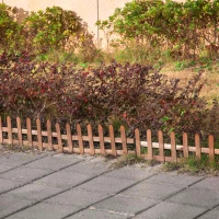 Outsunny Pack of 24 Wooden Border Fences, Garden Fixed Picket Fence for Lawn Edging, Flowerbed, 60L x 1D x 34H cm, Brown(m-10)