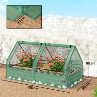 Outsunny Metal Planter Box with Cover, Raised Garden Bed with Greenhouse, for Herbs and Vegetables, Green and Dark Grey(m-3)