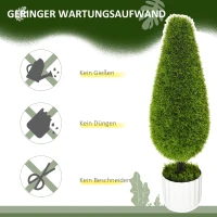 HOMCOM Set van 2 kunstplanten inclusief plantenbak en kunstmos; kunstcipres, wit en groen(m-5)