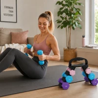 SPORTNOW Hantelset mit Aufbewahrungsgestell, Set mit 6 Hanteln für Fitness-Training, 2 x 1kg, 2 x 2kg, 2 x 3kg(m-2)