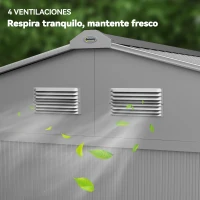 Outsunny Cobertizo de Jardín Exterior 4,9 m² 277x195x192 cm con Puerta Corredera Ventilación y Kit de Fundación Gris(m-8)