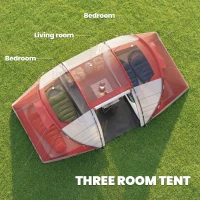 Outsunny 4 Man UV Protection Camping Tent - Grey and Red(m-4)