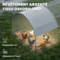 PawHut Grand enclos poulailler 15,96 ㎡ parc grillagé toit anti-UV porte verouillable 2,8 x 5,7 x 1,97 m argenté(m-7)