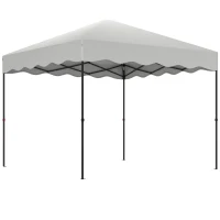 Outsunny Carpa Plegable 3x3m con Protección UV Altura Ajustable y Bolsa con Ruedas para 6-9 Personas Blanco(m-1)