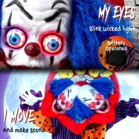 HOMCOM 167 cm Life Size Animated Clown Halloween Decoration, Scary Halloween Animatronics Decor with Sound Touch Activated(m-4)