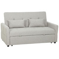 HOMCOM Canapea de 2 Locuri Convertibilă în Pat Clic Clac cu 2 Perne din Material Textil, Maro Deschis