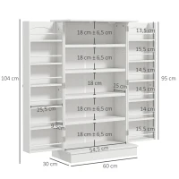 HOMCOM Armoire meuble de cuisine garde-manger 2 portes avec 5 étagères et 12 porte-épices - 60 x 30 x 104 cm - blanc(m-3)