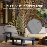 Outsunny Zonnebed tuinligstoel met zijtafel houtlook ligstoel met 5-standen verstelbare rugleuning Donkergrijs(m-7)