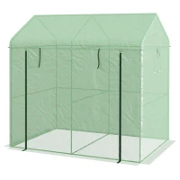 Outsunny Kas Kweekhuis Kweekbed, weerbestendig, oprolbare deur, 200 x 200 x 140 cm, Groen(m-10)