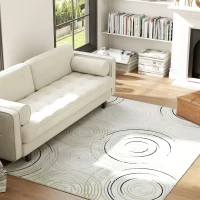 HOMCOM Modern Area Rug, Swirl Pattern Machine Washable Rug, Allergy-Friendly Floor Carpet for Living Room, Bedroom, Dining Room, Home Office, 230 x 160 cm, Cream White(m-10)