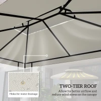 Outsunny 3x4m Gazebo Replacement Roof Canopy 2 Tier Top UV Cover Garden Patio Outdoor Sun Awning Shelters Cream (TOP COVER ONLY)(m-4)