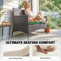 Outsunny Outdoor Seat Cushion Pads for Rattan Furniture, 3 PCs Garden Furniture Cushions, Green(m-6)
