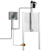 PawHut Kit de Abridor Automático de Puerta de Gallinero con Puerta de Aluminio Sensor de Infrarrojos Control de Temporizador y Mando a Distancia 30x30x0,15 cm Plateado(m-1)