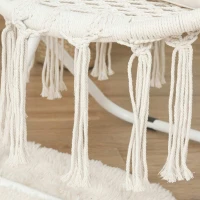 Outsunny Loveuse fauteuil rond de jardin fauteuil lune papasan pliable grand confort macramé coton polyester beige(m-9)