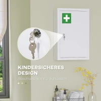 kleankin Medicijnkast, 3 Vakken, Afsluitbare Deur, Stevig Stalen Behuizing, Wit, 30 x 14 x 46 cm(m-4)