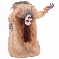 HOMCOM Animierter Halloween-Geist mit gruseligen Schreien, leuchtenden Augen, per Geräusch/Berührung aktiviert(m-11)