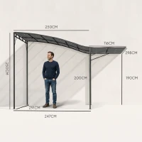 Outsunny Pavillon mit klappbarer Dacherweiterung wetterfest 3 x 2,5 m Dunkelgrau(m-3)