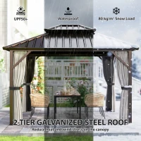 Outsunny 3x3.6 m Hardtop Gazebo Canopy with UPF50+ Double Galvanised Steel Roof, Aluminium Garden Gazebo Permanent Pavilion, Brown(m-4)