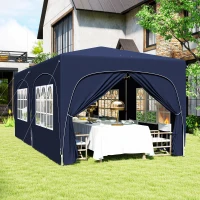 Outsunny 3 x 6 m Pop-up Pavillon mit Seitenwänden, UPF50+ höhenverstellbares Gartenzelt mit Tragetasche und Sandsäcken(m-10)