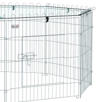 PawHut Parc pour chien, enclos chien 8 panneaux avec toit, modulable et pliable, enclos portable 60H cm avec porte argent vert(m-12)