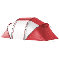 Outsunny 4 Man UV Protection Camping Tent - Grey and Red(m-15)
