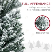 HOMCOM 6' Artificial Prelit Christmas Trees Holiday Décor with Colourful LED Lights, Flocked Tips, Berry, Pine Cone(m-6)