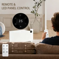 HOMCOM 2000W Electric Convector Heater, Freestanding or Wall Mounted, Space Heater with Adjustable Thermostat, Timer, White(m-9)