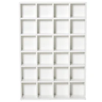 HOMCOM Mobile Libreria porta CD da 24 Ripiani ad Altezza Regolabile, in Legno, 130.5x89x20 cm, Bianco(m-4)