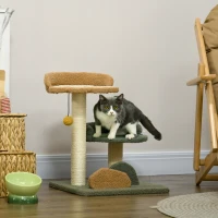 PawHut Albero Tiragraffi per Gatti con 2 Lettini, Pallina e Rivestimento in Velluto, 43x39x52cm(m-10)