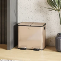 HOMCOM 30L Dual Compartment Stainless Steel Bin, with Deodoriser Holders - Gold Tone(m-10)