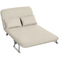 HOMCOM Canapé convertible 2 places canapé-lit 2 places avec dossier réglable et 2 coussins en revêtement aspect suède beige(m-12)