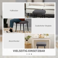 HOMCOM Kruk, Voetensteun, Gepolsterde Zit, Kasjmier-look, Stalen Poten, 42 x 42 x 44 cm, Donkergrijs(m-5)