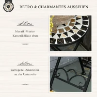 Outsunny Plantenstandaard Ø36 x 67 cm Bloemenstandaard Opvouwbaar Rond voor Balkon Steenmozaïek Tuin Indoor Outdoor Meerkleurig(m-5)
